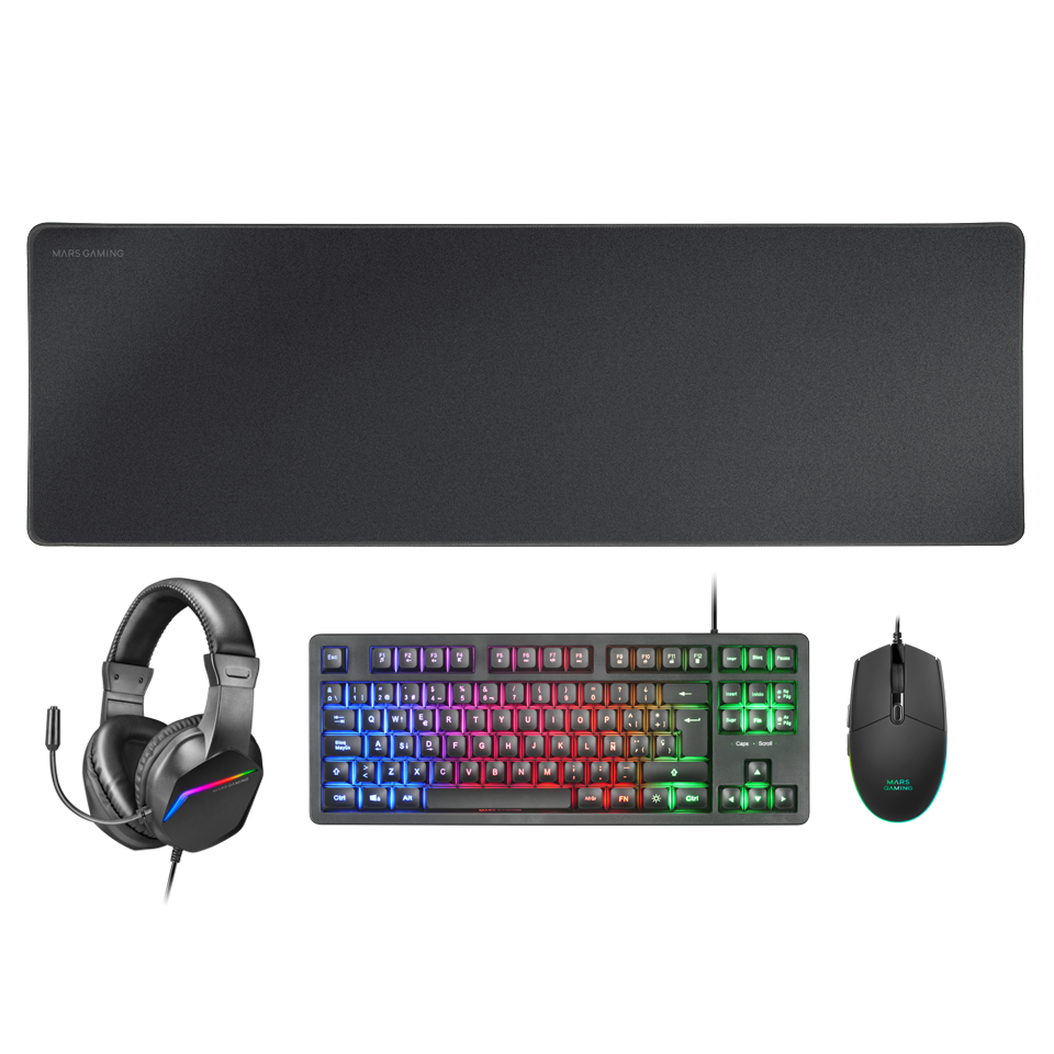 Combo Mars Gaming 4 em 1 MCPRGB3PT RGB