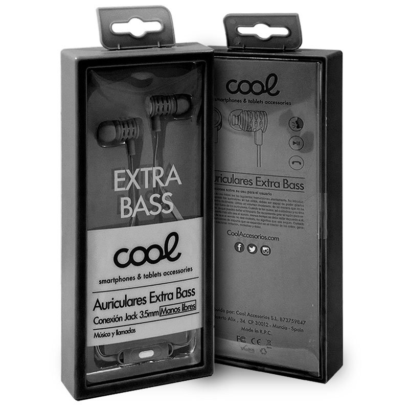 Earphones COOL Extra Bass com Micro Pretos