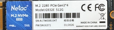 SSD 512GB Netac G932E PCIe Gen3x4